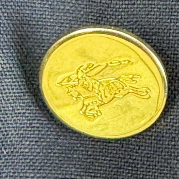 Burberrys Vintage Double Breasted Blazer Navy Gold Crest Buttons Men’s L - Picture 12 of 16